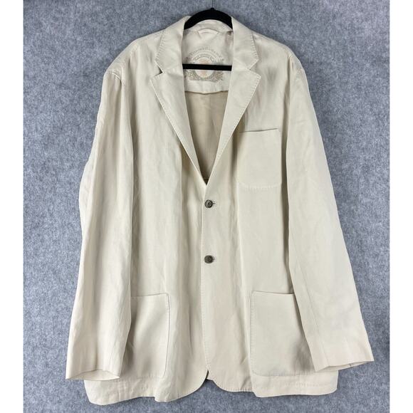 Tommy Bahama Bon Air Blazer Sport Coat Men 2XL Beige Linen Silk Unstructured - Picture 1 of 16